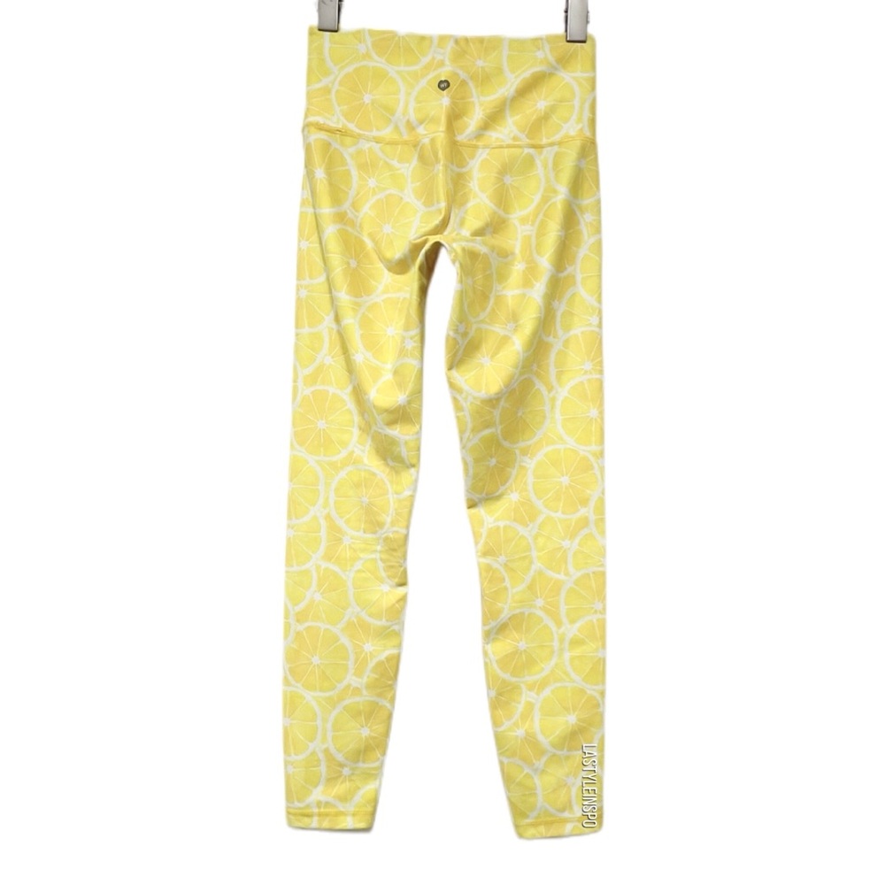 Wildfox WF Leggings A piece of Lucy Yellow Lemons Pattern Yoga Pants Size XS 🍋